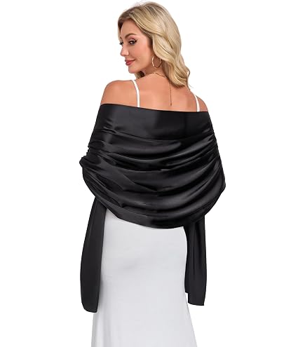 小物 evening scarf in silk satin Satin Shawl Wrap Scarf for Evening Dresses Long Neckerchief Women